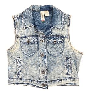 Mimi Chica Acid Wash Jean Vest
